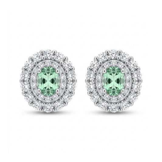 14K 0.40cttw Oval Kornerupine 0.54cttw VS White Diamonds Stud Earrings