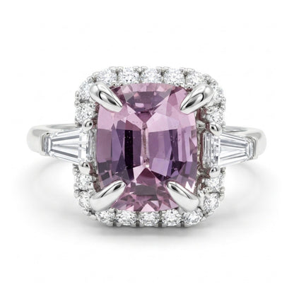 18K 1.53ct Cushion Unheated Pink Sapphire 0.42cttw White Diamonds Ring