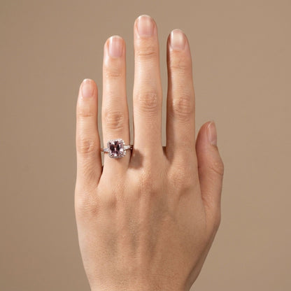 18K 1.53ct Cushion Unheated Pink Sapphire 0.42cttw White Diamonds Ring