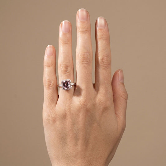 18K 1.53ct Cushion Unheated Pink Sapphire 0.42cttw White Diamonds Ring