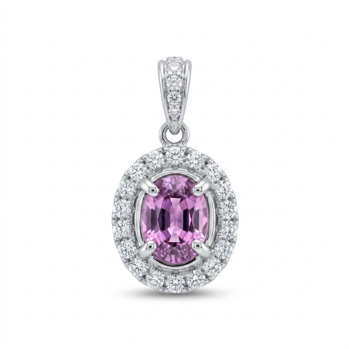 14K 1.47ct Oval Kunzite 0.37cttw VS White Diamonds Pendant