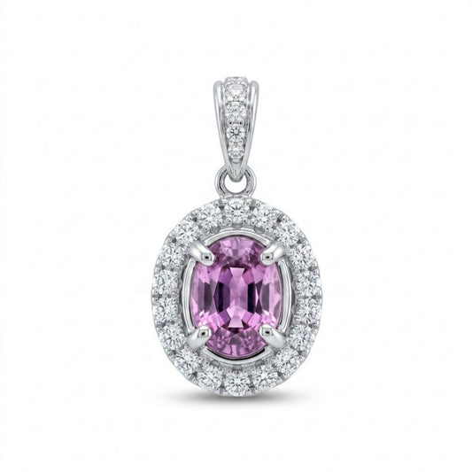 14K 1.47ct Oval Kunzite 0.37cttw VS White Diamonds Pendant