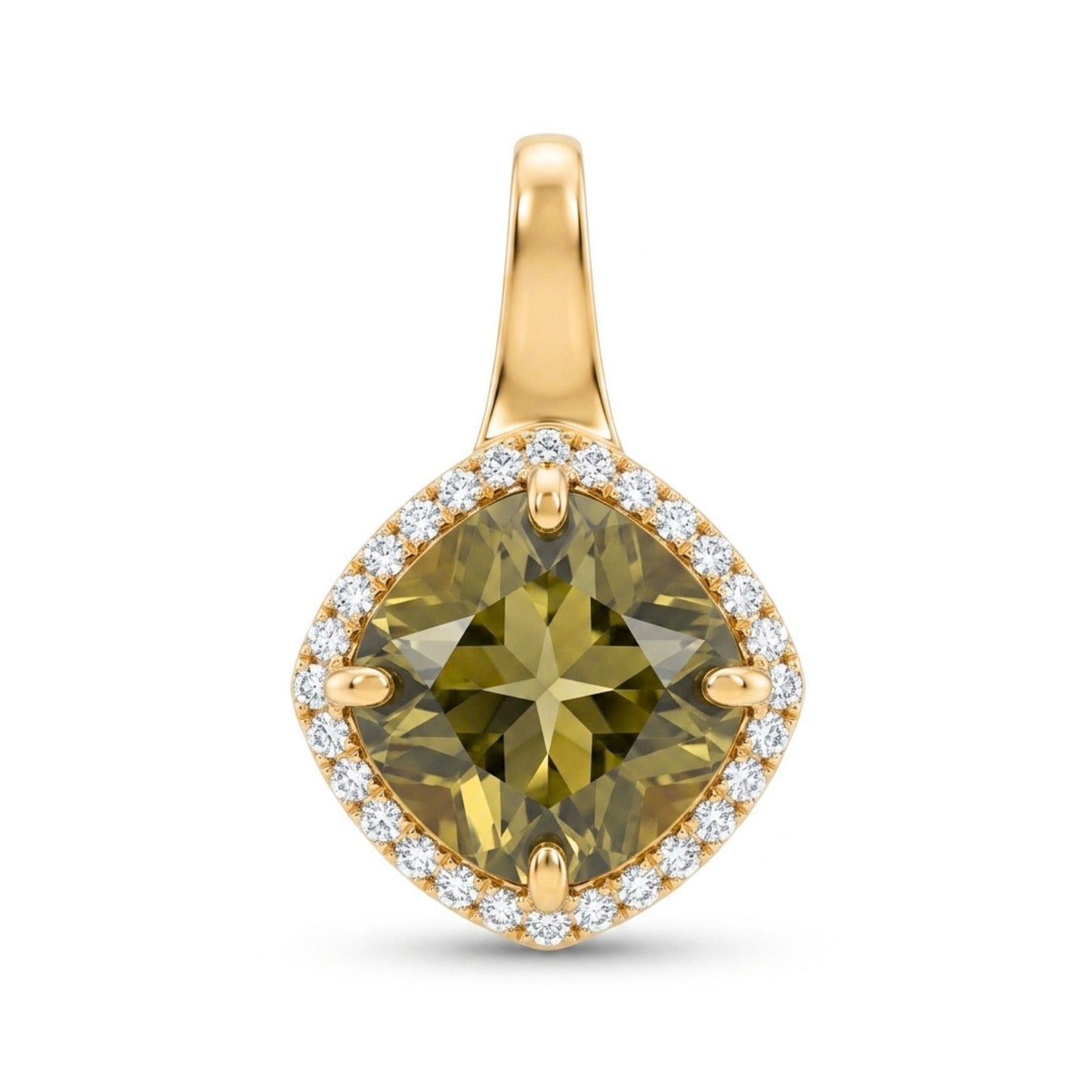 14K 2.08ct Cushion Color Change Diaspore 0.14cttw VS White Diamonds Pendant