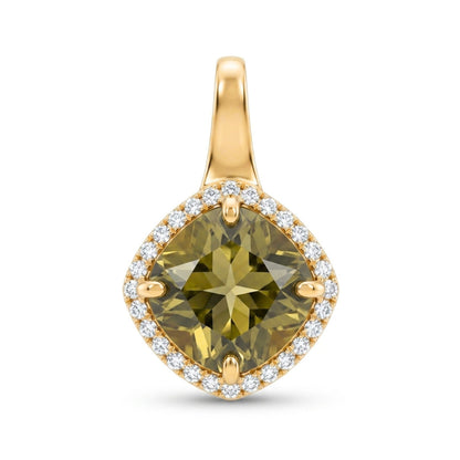 14K 2.08ct Cushion Color Change Diaspore 0.14cttw VS White Diamonds Pendant