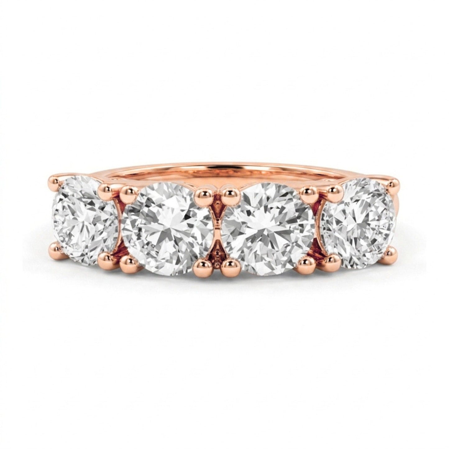 14K 2.00cttw Round VS White Diamond 4 Stone Band Ring