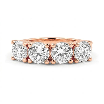 14K 2.00cttw Round VS White Diamond 4 Stone Band Ring