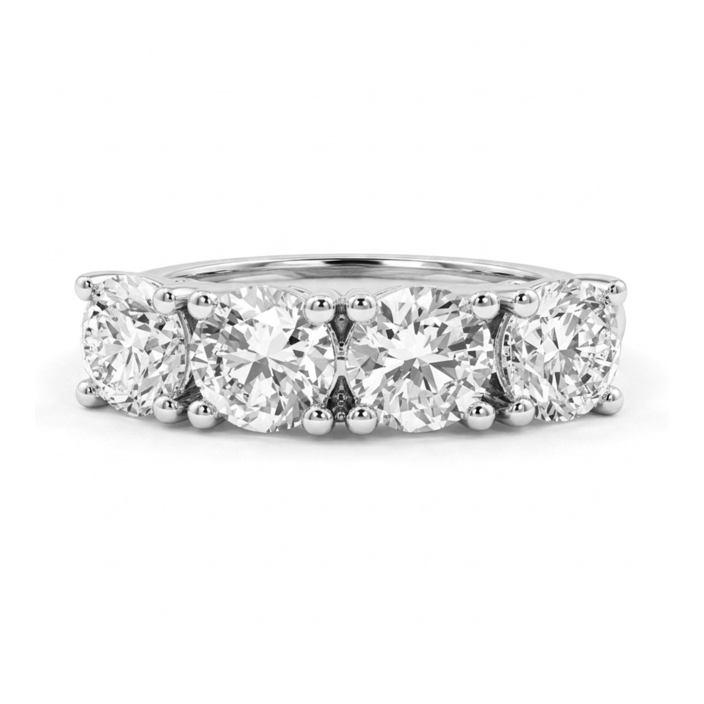 14K 2.00cttw Round VS White Diamond 4 Stone Band Ring