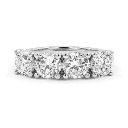 14K 2.00cttw Round VS White Diamond 4 Stone Band Ring