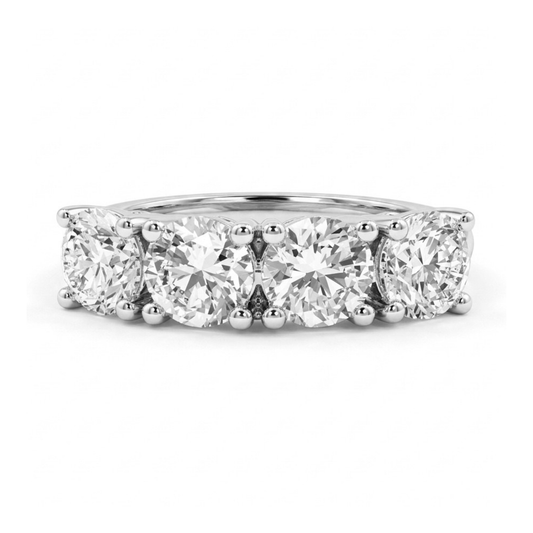 14K 2.00cttw Round VS White Diamond 4 Stone Band Ring