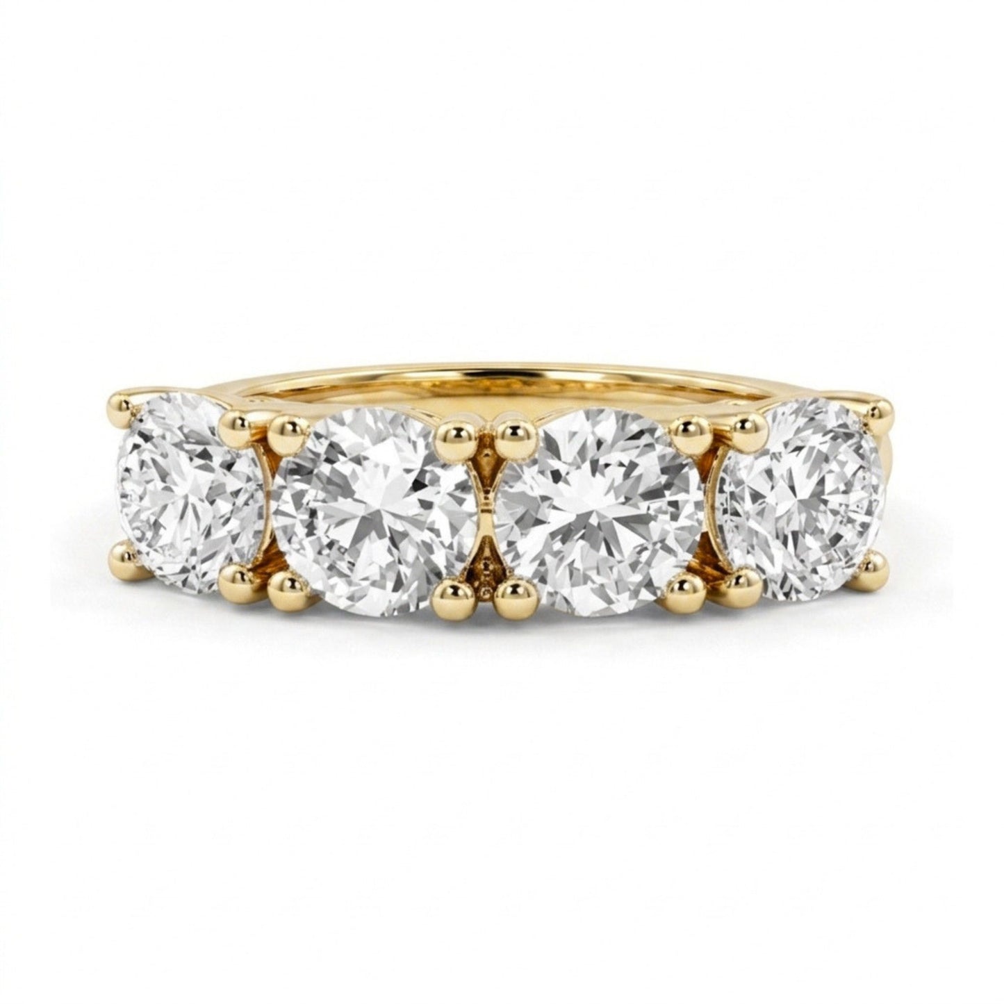 14K 2.00cttw Round VS White Diamond 4 Stone Band Ring