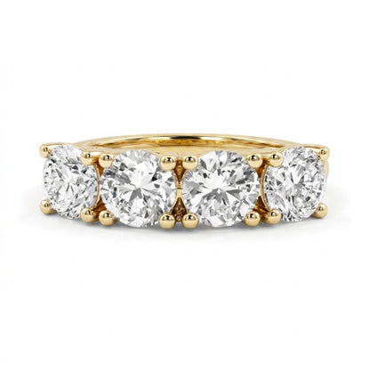 14K 2.00cttw Round VS White Diamond 4 Stone Band Ring