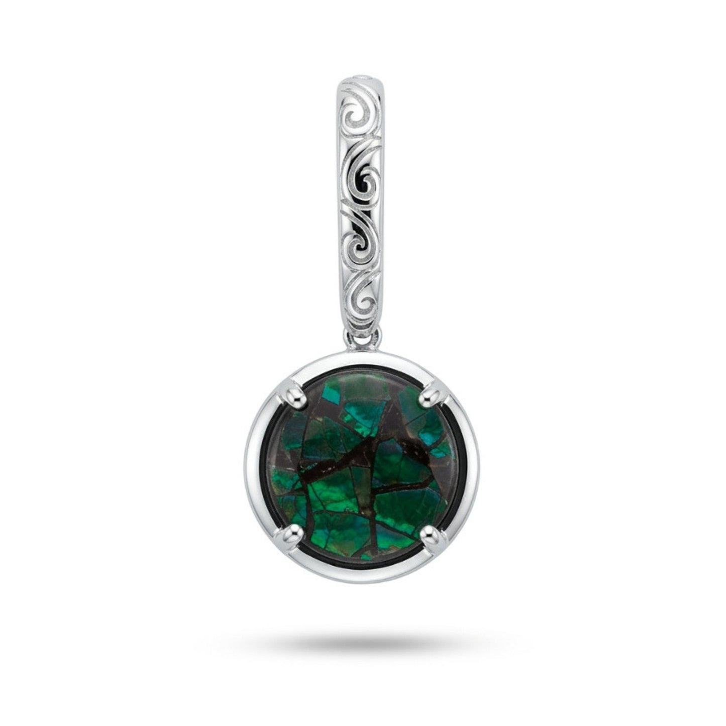 14K 2.32ct Round Ammolite Pendant