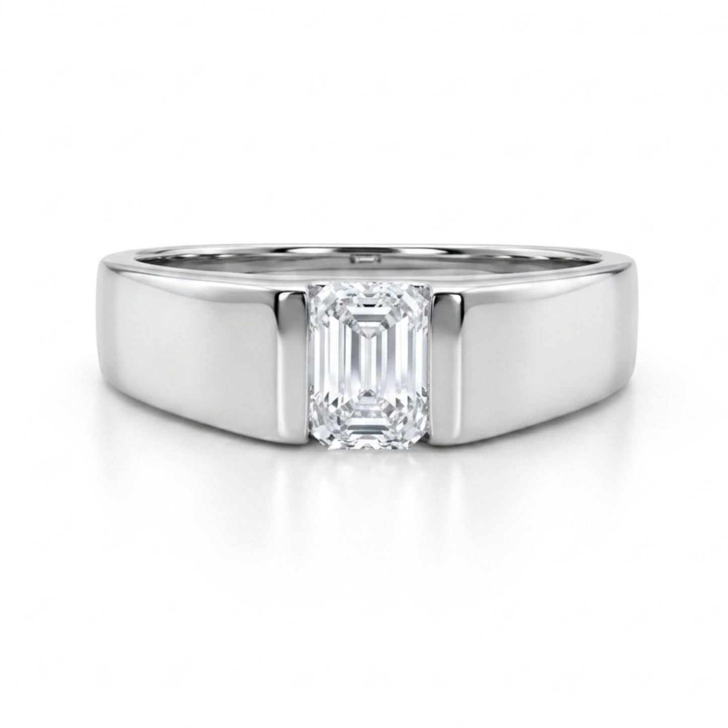 14K 0.50ct Emerald Cut VS White Diamond Band Ring
