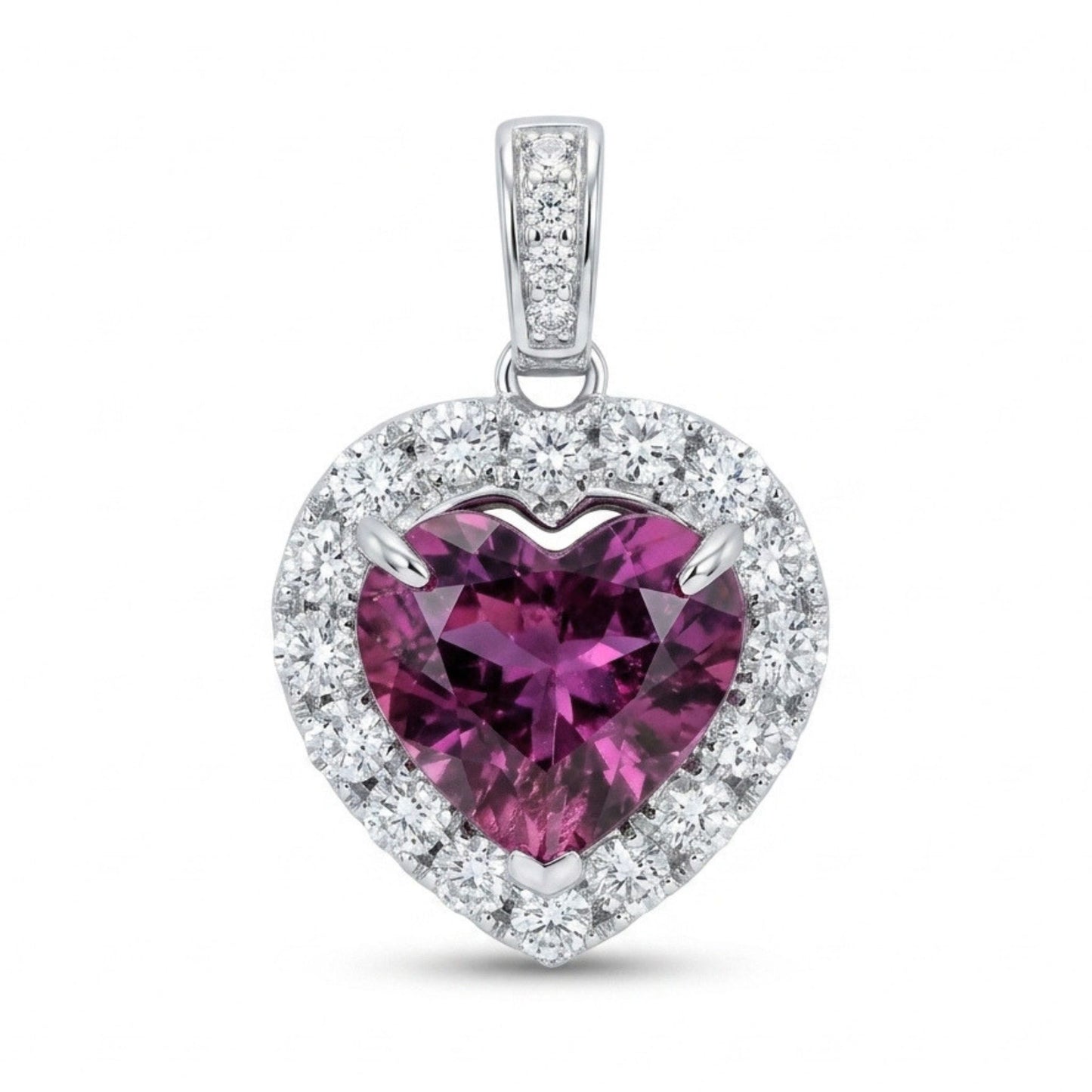14K 4.14ct Heart Shape Copper Bearing Tourmaline 1.00cttw White Diamonds Pendant