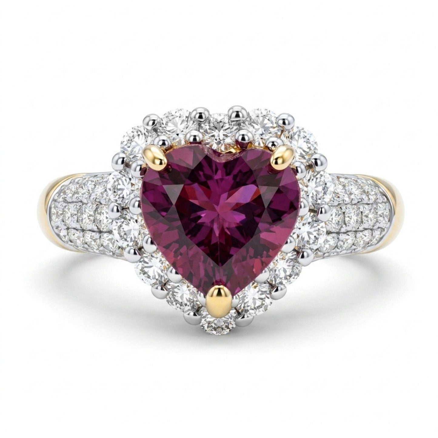 14K 1.41ct Heart Shape Copper Bearing Tourmaline 0.84cttw VS White Diamonds Ring