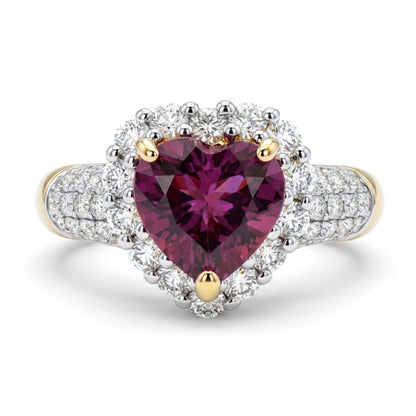 14K 1.41ct Heart Shape Copper Bearing Tourmaline 0.84cttw VS White Diamonds Ring