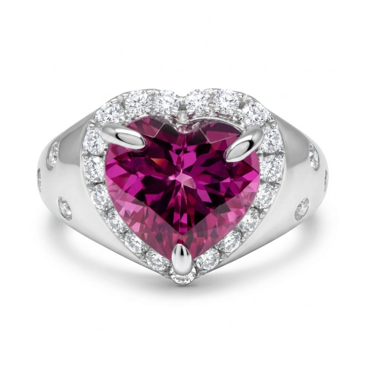 14K 2.29ct Heart Shape Copper Bearing Tourmaline 0.40cttw VS White Diamonds Ring