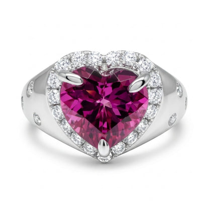 14K 2.29ct Heart Shape Copper Bearing Tourmaline 0.40cttw VS White Diamonds Ring