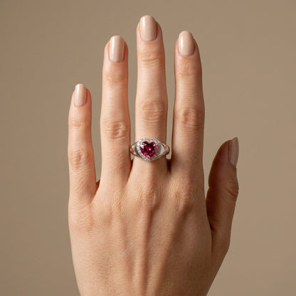 14K 2.29ct Heart Shape Copper Bearing Tourmaline 0.40cttw VS White Diamonds Ring