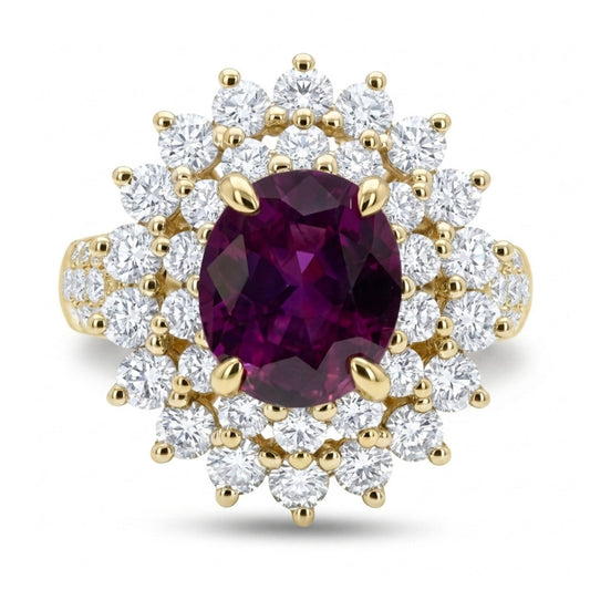 14K 2.21ct Oval Unheated Kashmir Sapphire 1.79cttw VS White Diamonds Ring GIA #3465565524