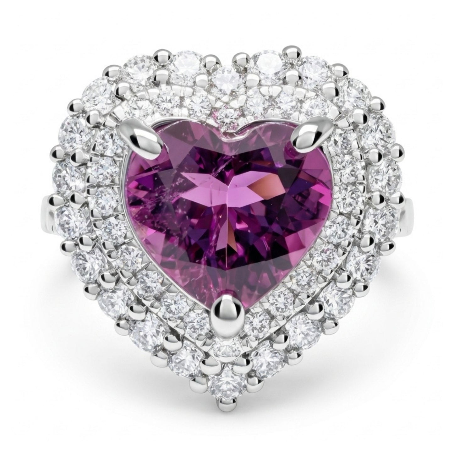 14K 2.34ct Heart Shape Copper Bearing Tourmaline 1.35cttw VS White Diamonds Ring