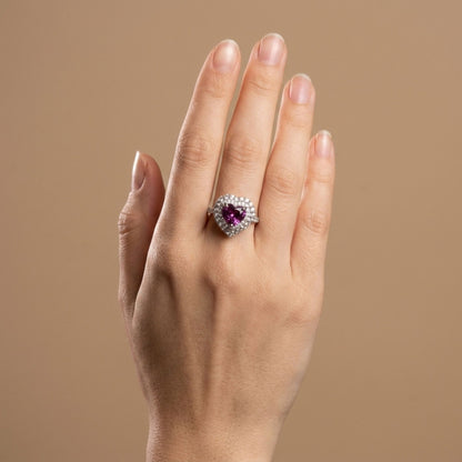 14K 2.34ct Heart Shape Copper Bearing Tourmaline 1.35cttw VS White Diamonds Ring