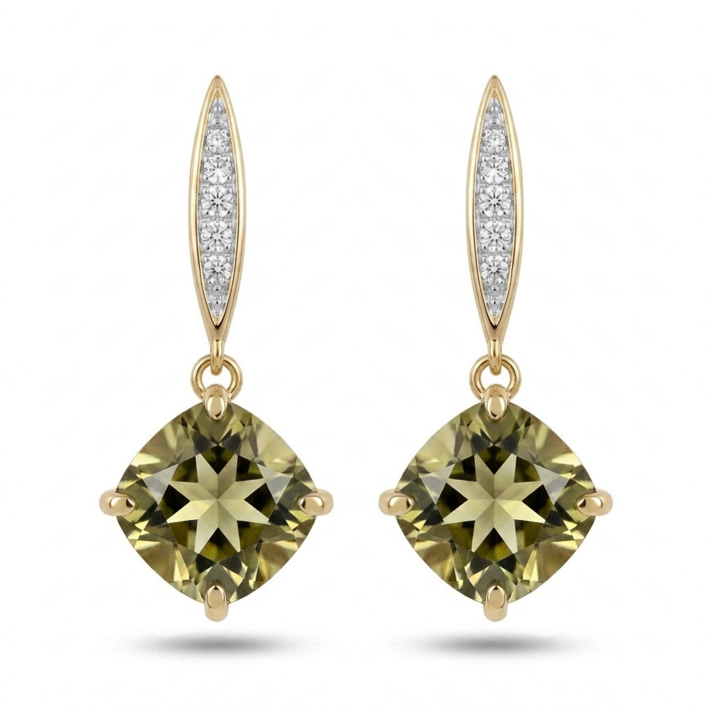 14K 5.19cttw Cushion Color Change Diaspore 0.18cttw VS White Diamonds Drop Earrings
