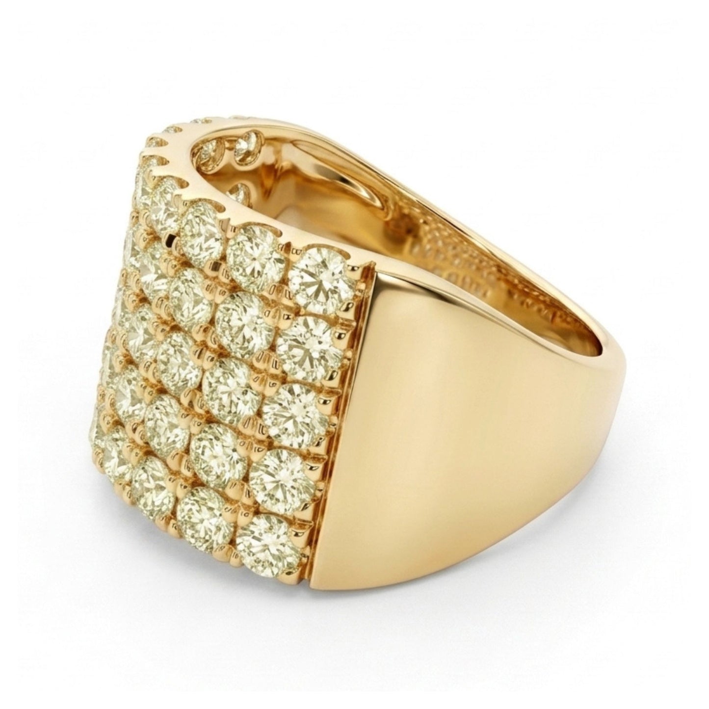 14K 2.27cttw Round VS Light Yellow Diamond Band Ring