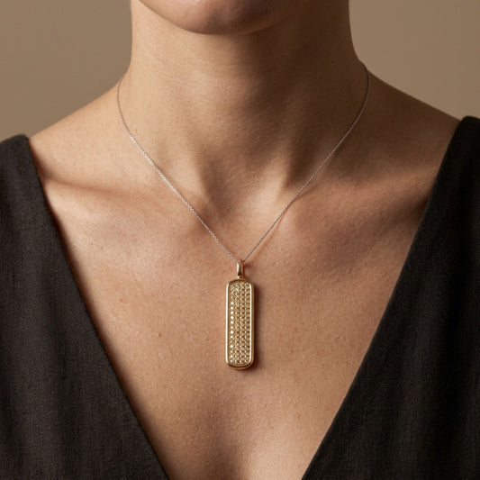 14K 2.35cttw VS Light Yellow Diamond Dog Tag Pendant