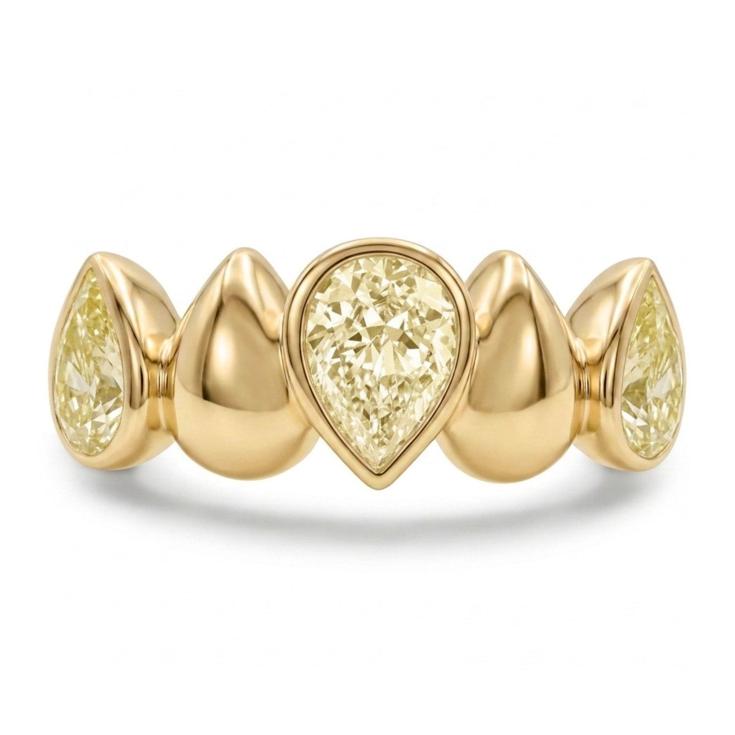 14K 1.15cttw Pear Shape VS Yellow Diamond Band Ring