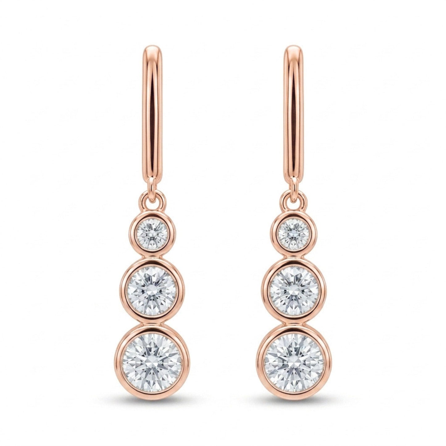 14K 2.20cttw Round VS White Diamond Drop Earrings