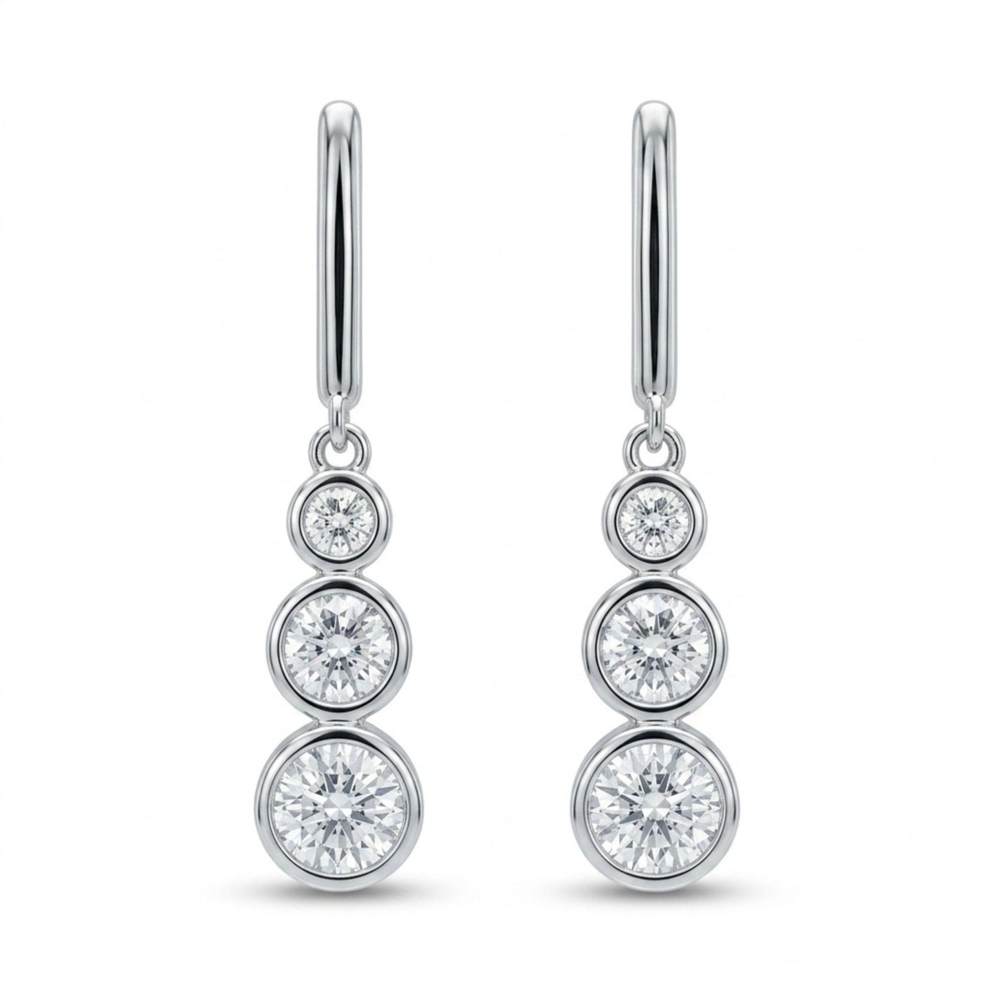 14K 2.20cttw Round VS White Diamond Drop Earrings