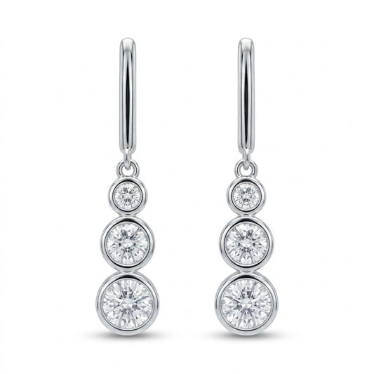 14K 2.20cttw Round VS White Diamond Drop Earrings