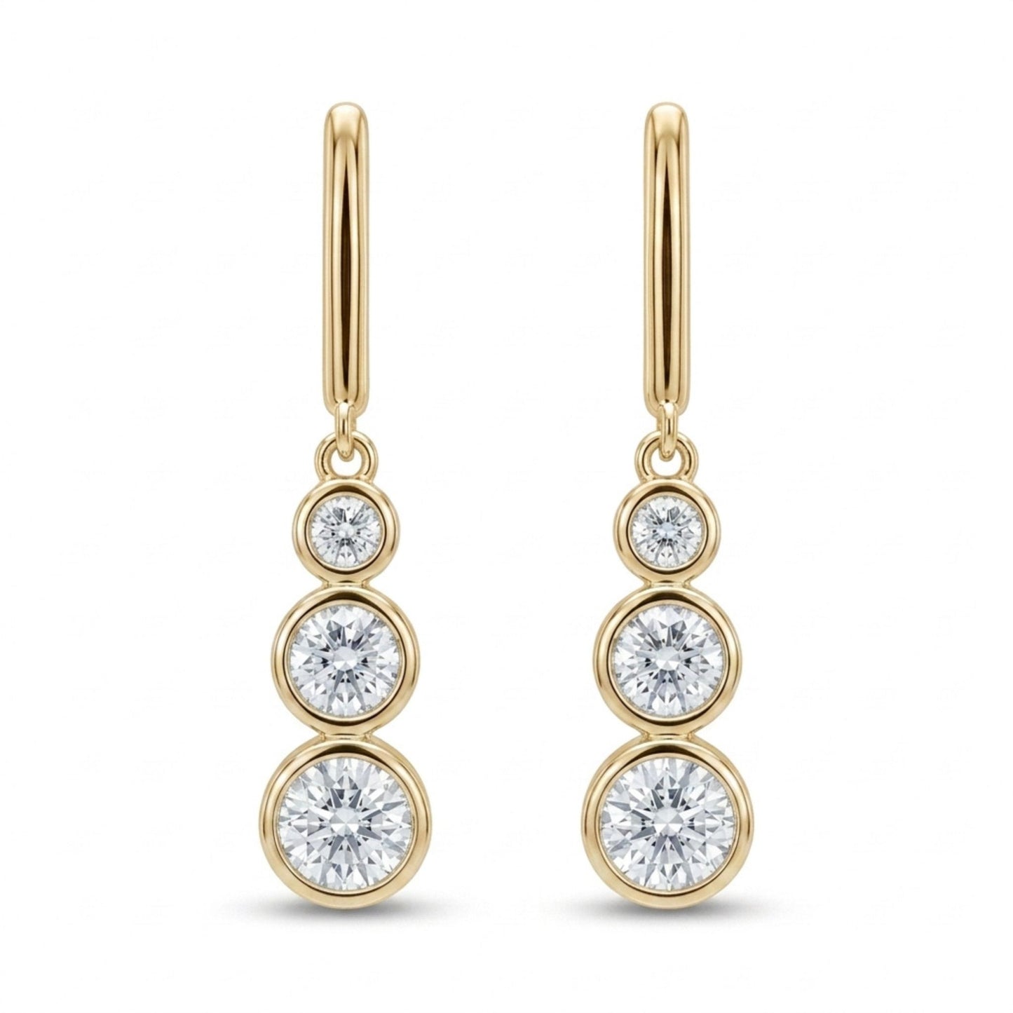 14K 2.20cttw Round VS White Diamond Drop Earrings