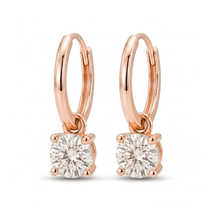 14K 1.00cttw Round VS White Diamond Huggie Earrings