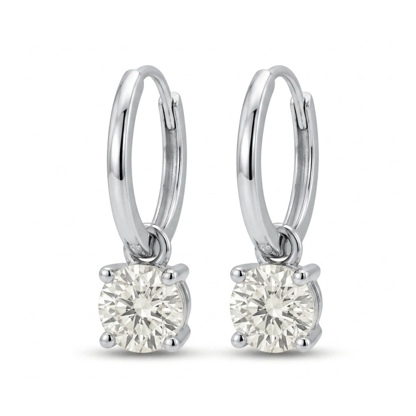 14K 1.00cttw Round VS White Diamond Huggie Earrings
