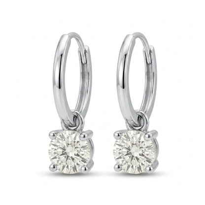 14K 1.00cttw Round VS White Diamond Huggie Earrings