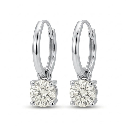 14K 1.00cttw Round VS White Diamond Huggie Earrings