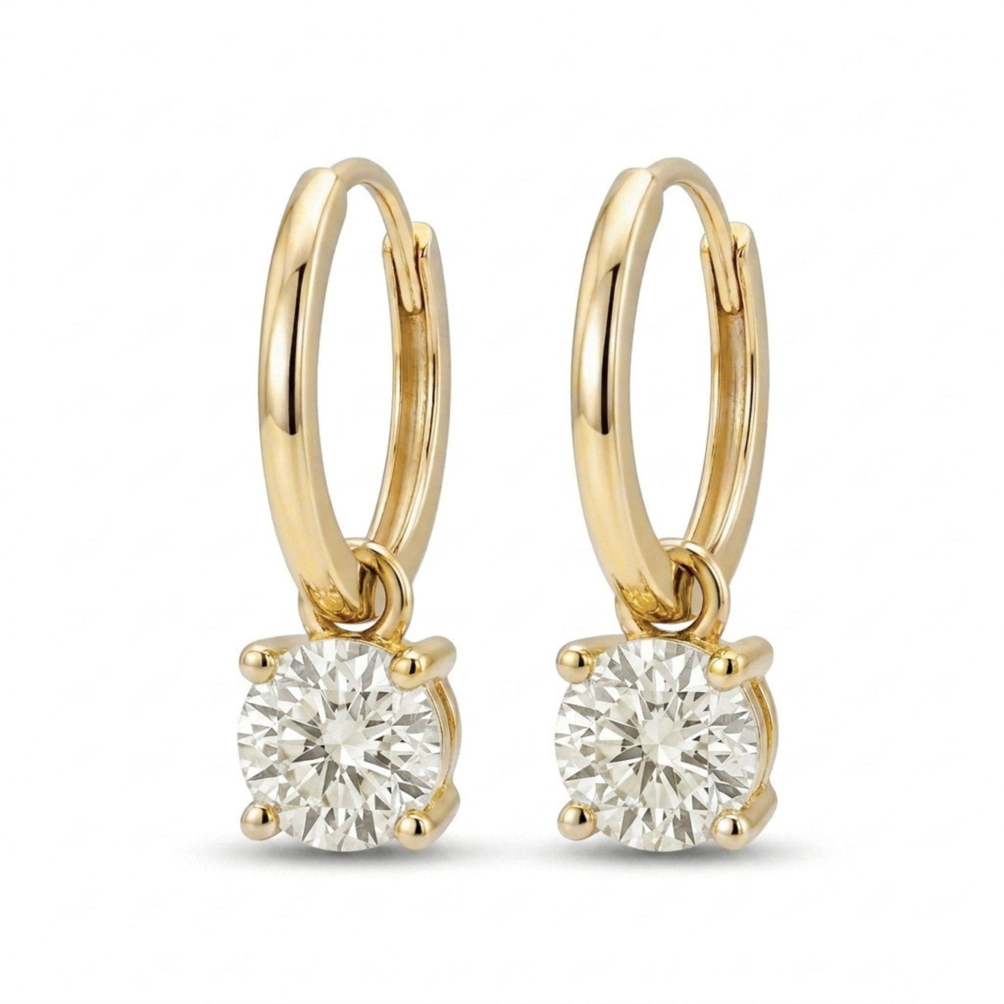 14K 1.00cttw Round VS White Diamond Huggie Earrings