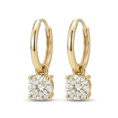 14K 1.00cttw Round VS White Diamond Huggie Earrings