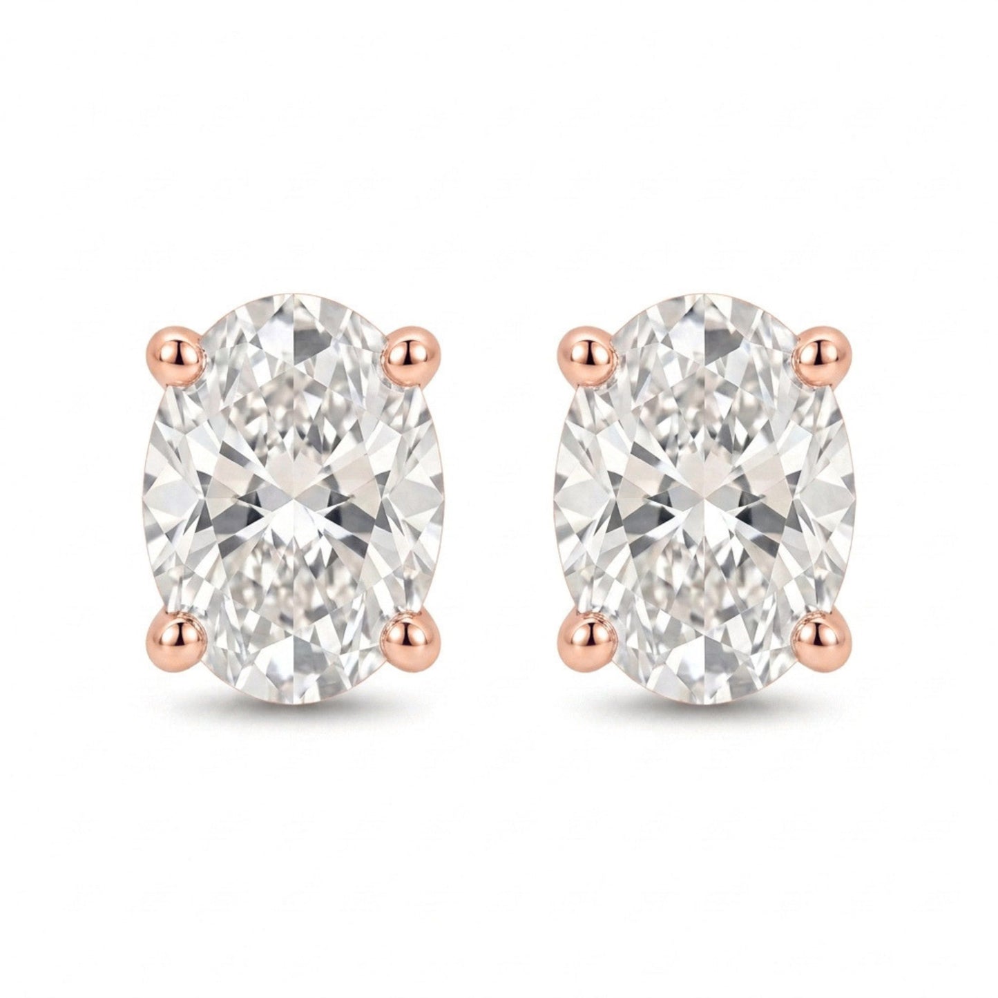 14K 1.00cttw Oval VS White Diamond Solitaire Stud Earrings