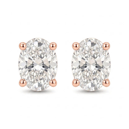 14K 1.00cttw Oval VS White Diamond Solitaire Stud Earrings