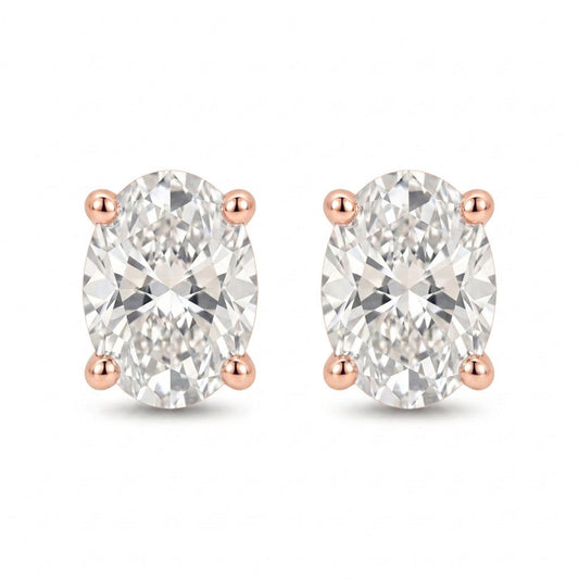 14K 1.00cttw Oval VS White Diamond Solitaire Stud Earrings