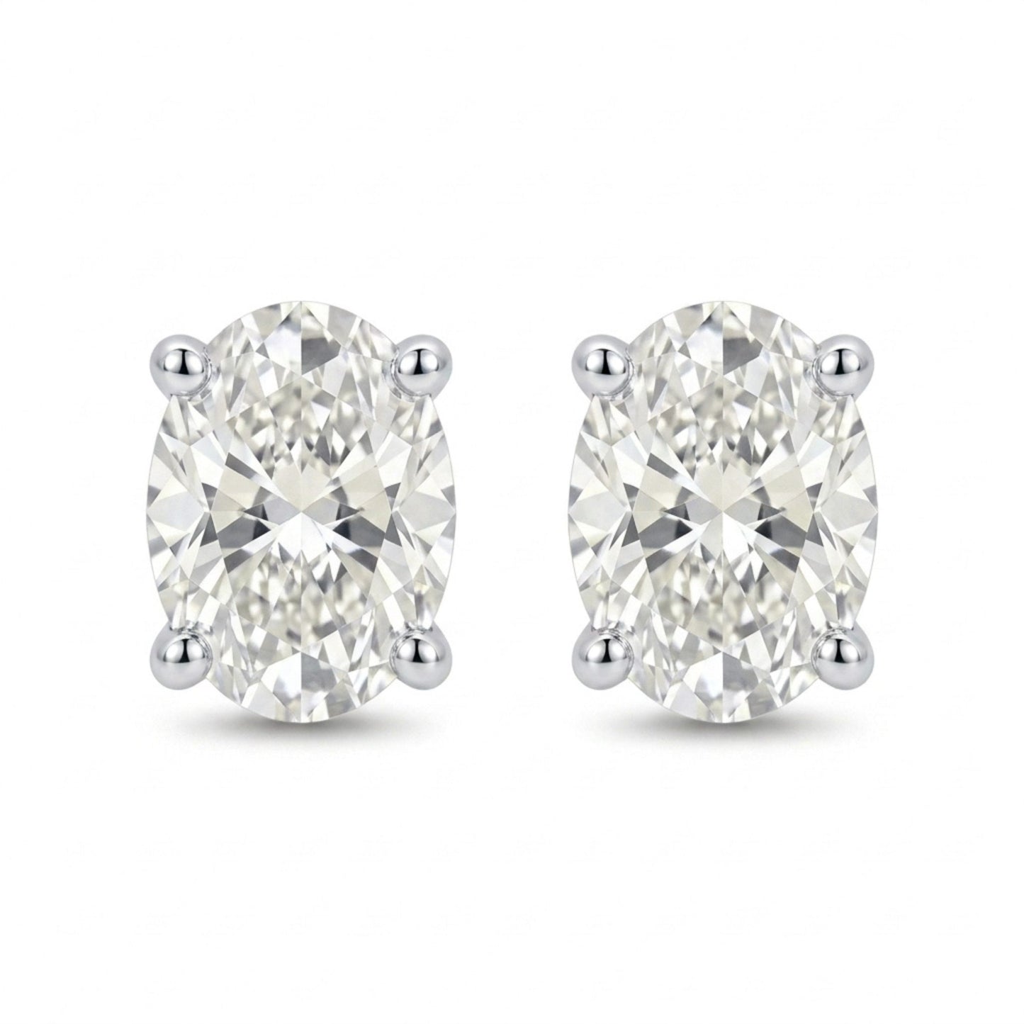 14K 1.00cttw Oval VS White Diamond Solitaire Stud Earrings