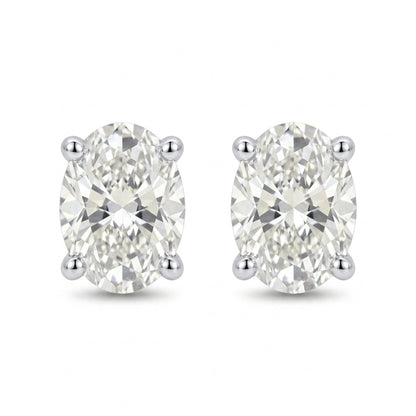 14K 1.00cttw Oval VS White Diamond Solitaire Stud Earrings