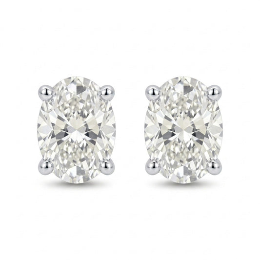 14K 1.00cttw Oval VS White Diamond Solitaire Stud Earrings