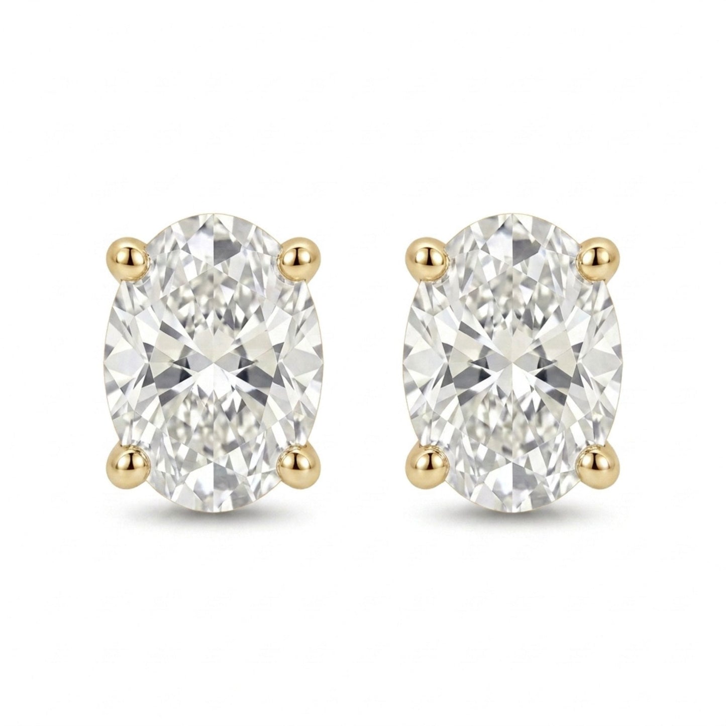 14K 1.00cttw Oval VS White Diamond Solitaire Stud Earrings