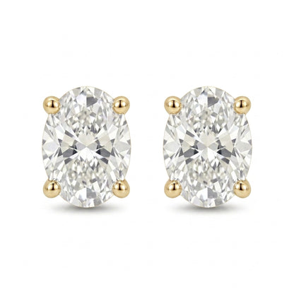 14K 1.00cttw Oval VS White Diamond Solitaire Stud Earrings