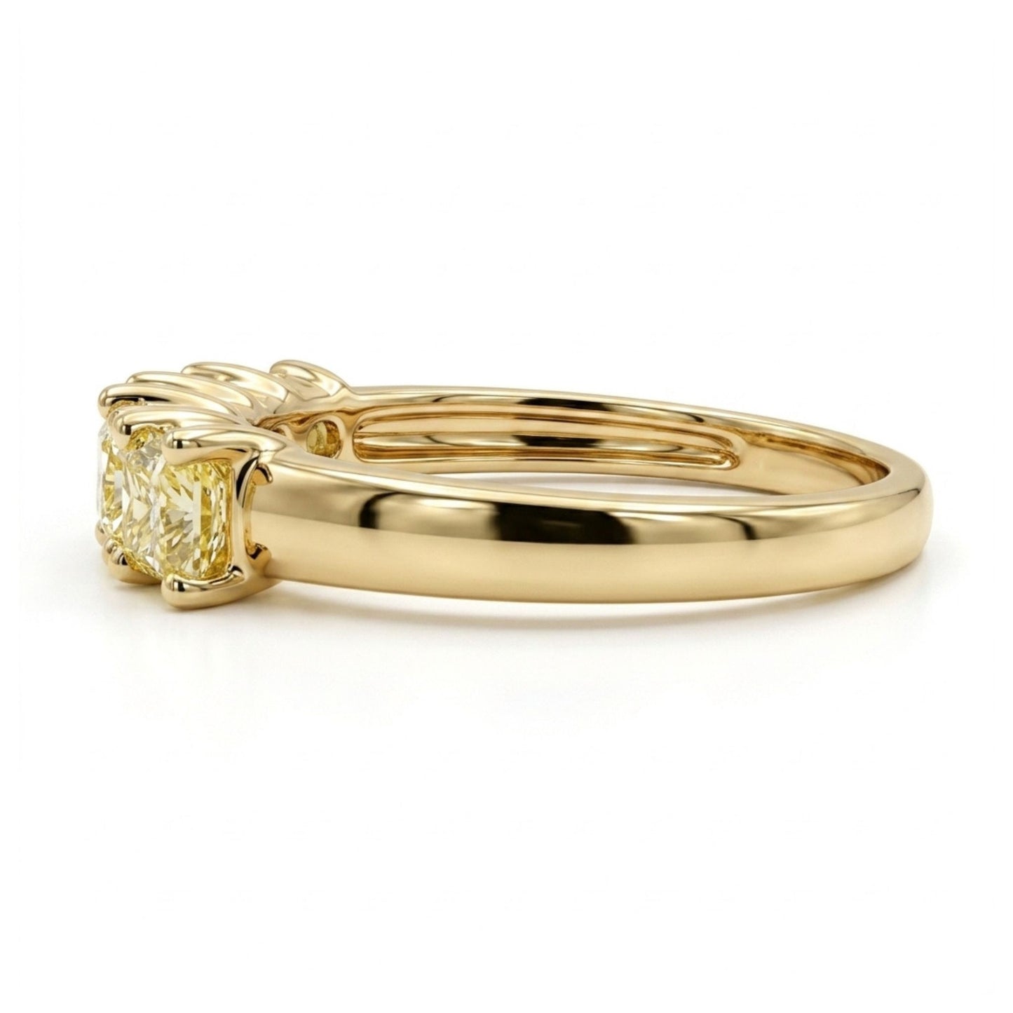 14K 1.10cttw Cushion VS Yellow Diamond 5 Stone Band Ring