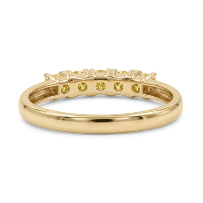 14K 1.10cttw Cushion VS Yellow Diamond 5 Stone Band Ring